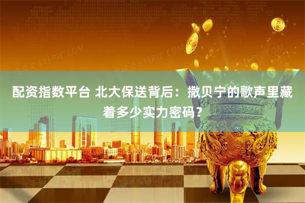 配资指数平台 北大保送背后：撒贝宁的歌声里藏着多少实力密码？